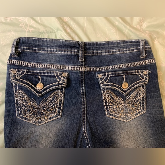 Revolution medium rise jeans, size 16, embellished butterfly pocket detailing - Picture 3 of 3